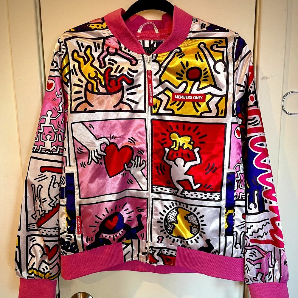 Members Only Bomber Jacket Keith Haring Tokyo Pop Rare Barbie Pink Size Large